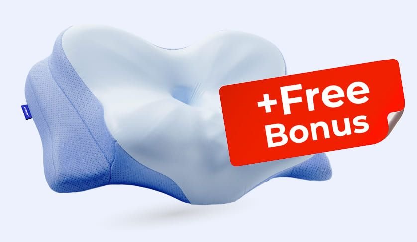 Derila Ergo pillow with a free bonus badge