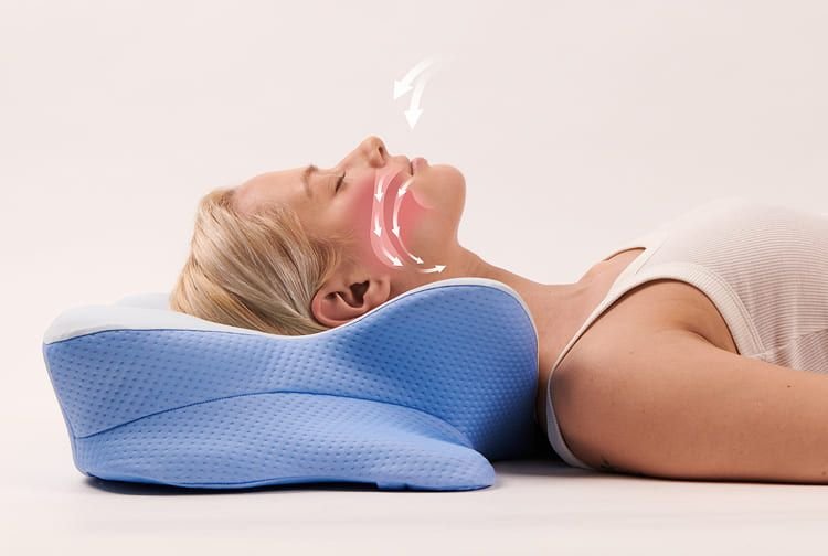 Woman sleeping on her back with an open airway
